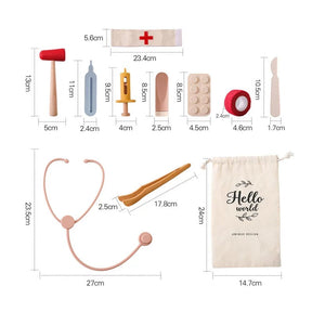 Kit Médico de Madeira para crianças, Brinquedo educativo kit médico realista, Instrumentos médicos de madeira para brincar, Conjunto de médico pediátrico de madeira, Brinquedo de kit médico para desenvolvimento infantil