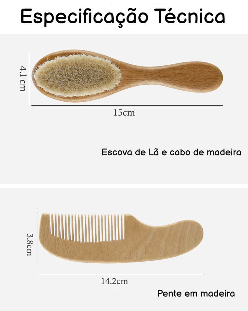 Escova e Pente Para Cabelo de Bebê 