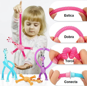 Girafa Estica e Puxa para desenvolvimento motor de bebês - Kit 4 girafas + ebook gratis