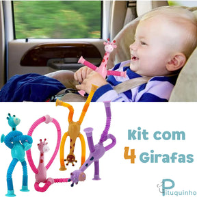 Girafa Estica e Puxa para desenvolvimento motor de bebês - Kit 4 girafas + ebook gratis